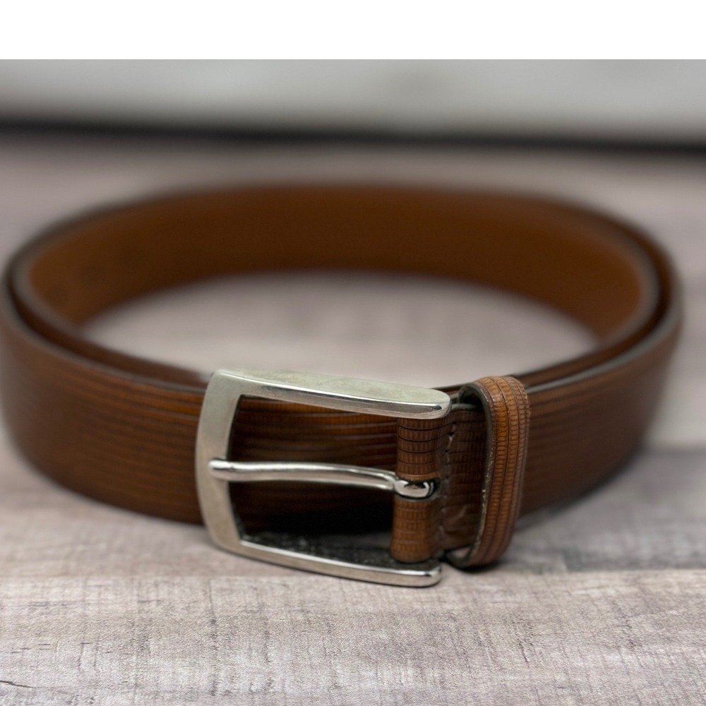 Trafalgar Molina Men Belt Lizard Embossed Italy Old Money Preppy Formal Textured - Picture 1 of 8